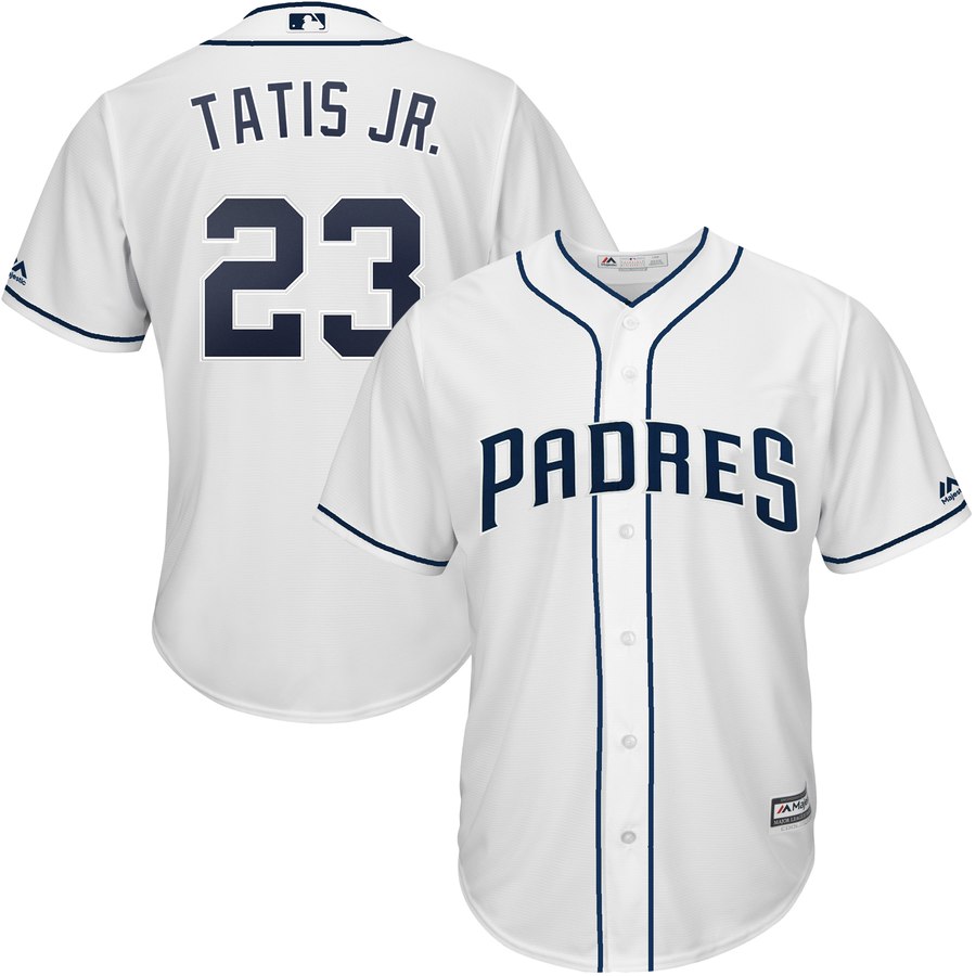 Men's San Diego Padres #23 Fernando Tatis Jr. White Cool Base Stitched MLB Jersey